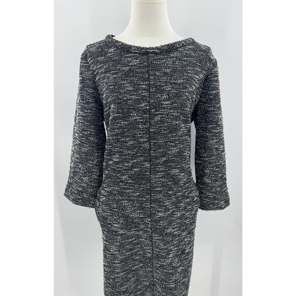 Banana Republic Black White Boucle Dress XL Long Sleeve Stretch Sheath - Picture 2 of 10